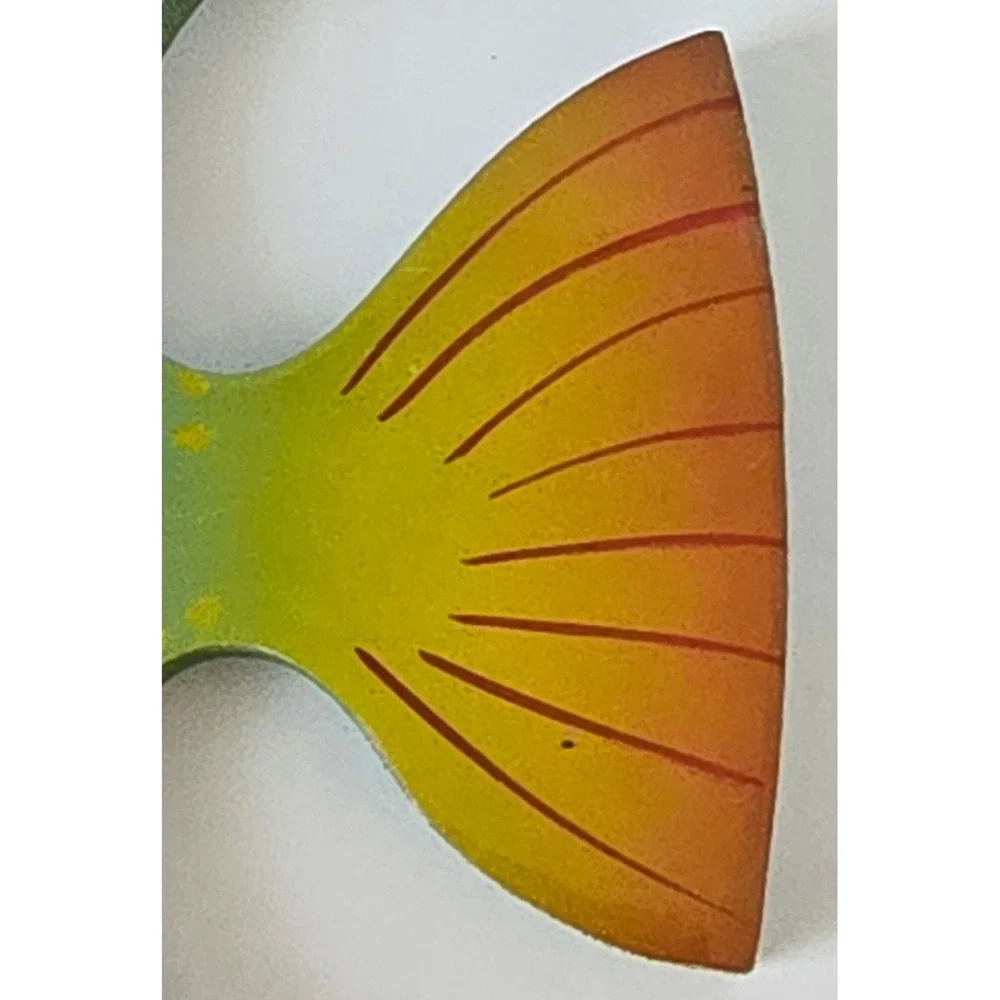 Vintage Hand Painted Wooden Collapsible Fish Basket Tropical Nautical Decor 12in